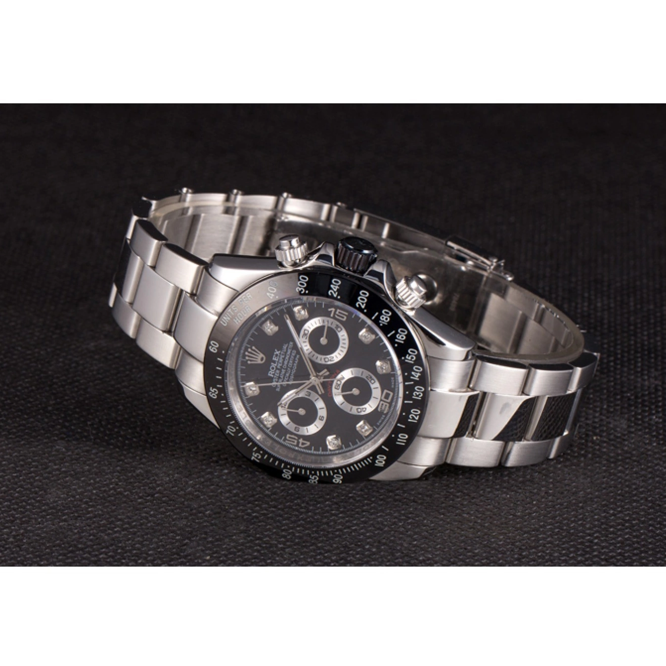 Good Copy Rolex Watches Enameled Daytona Dial Black Stainless Black Rolex Steel 0731